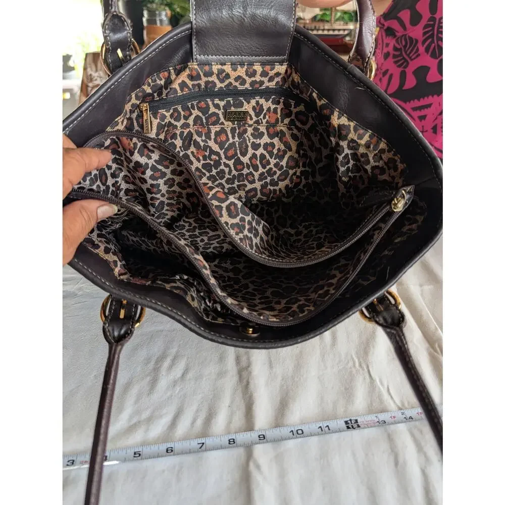 MAXX New York Large Straw Woven Leather Tote Handbag Shoulder Bag Purse